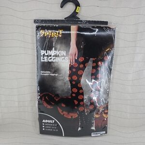 Spirit Halloween Womens Pumpkin Leggings Black Orange Costume Size M - NEW